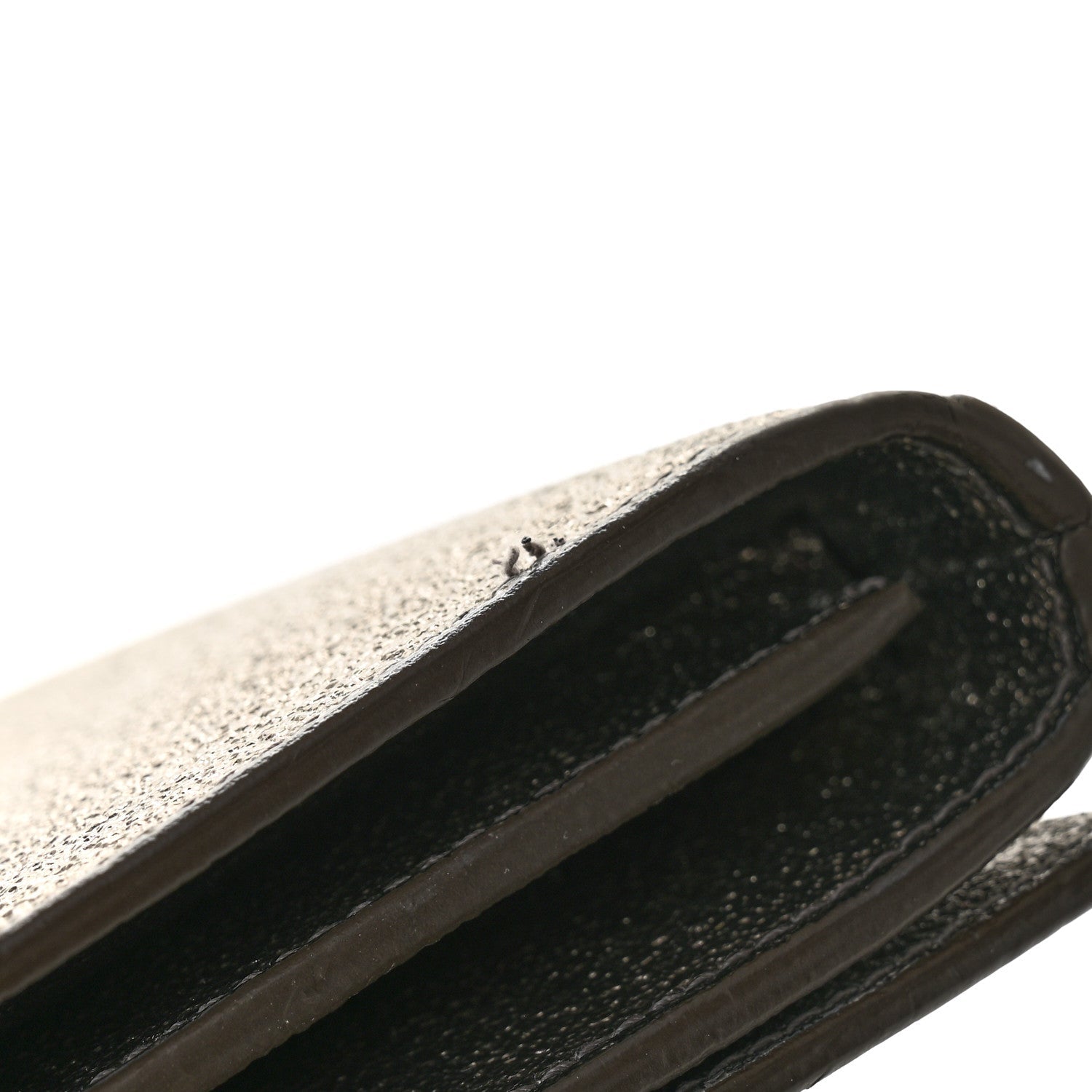 Grained Metallic Calfskin Monogram Chain Wallet Bronze