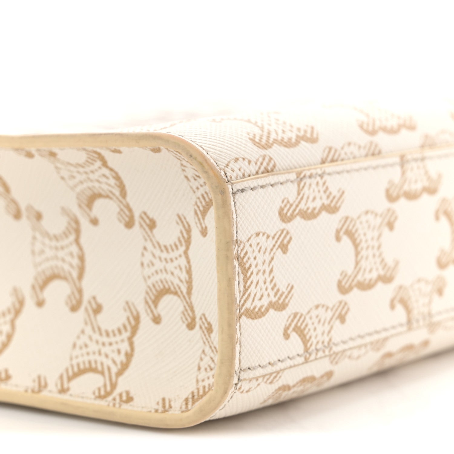 Triomphe Canvas Calfskin Mini Vertical Cabas White