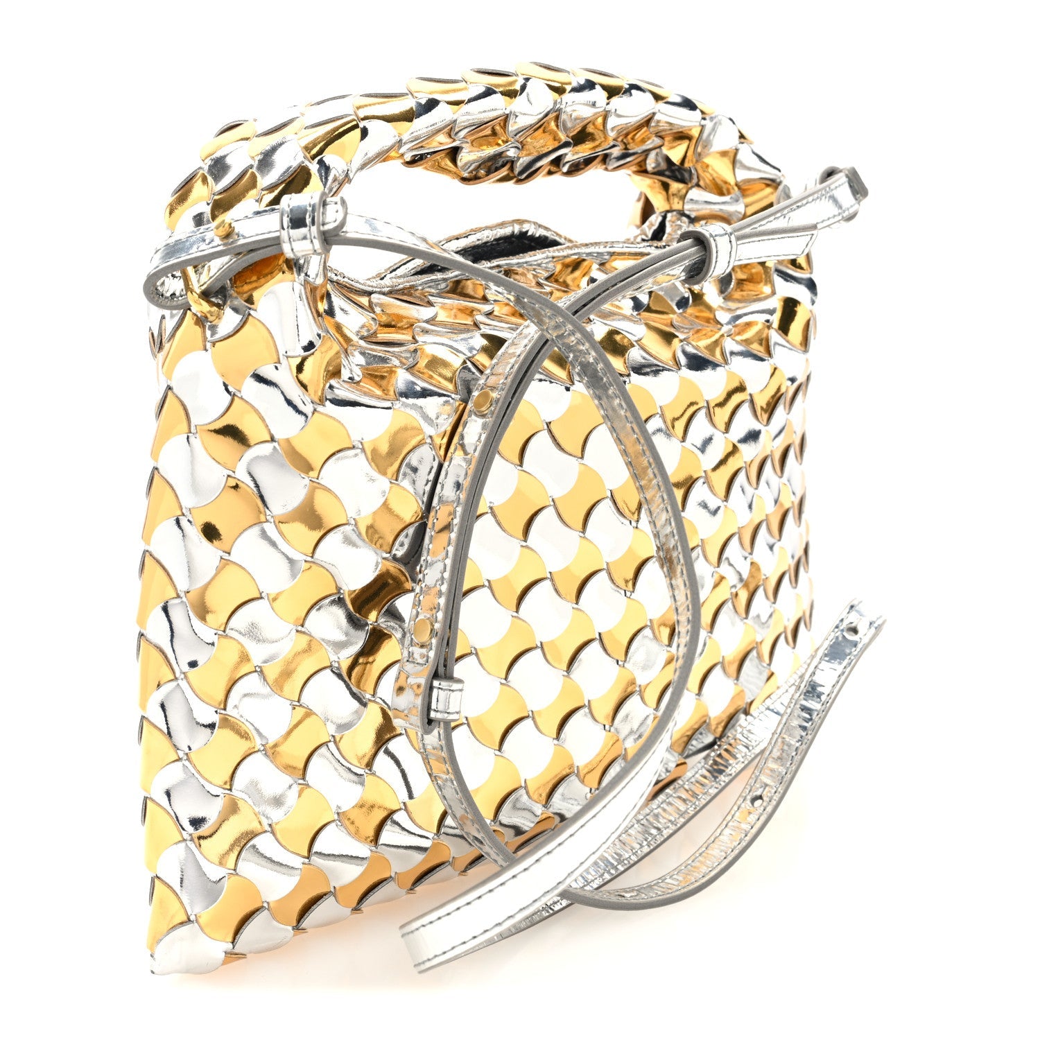 Metallic Lambskin Intrecciato Mini Hop Silver Gold