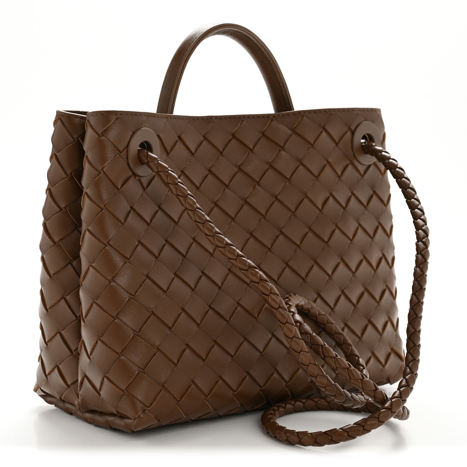 Nappa Intrecciato Small Andiamo Shoulder Bag Cognac