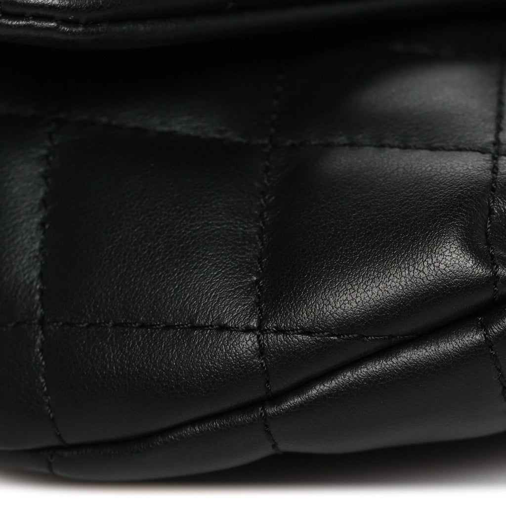 Calfskin Quilted CC Uniform Flap Belt Bag Black