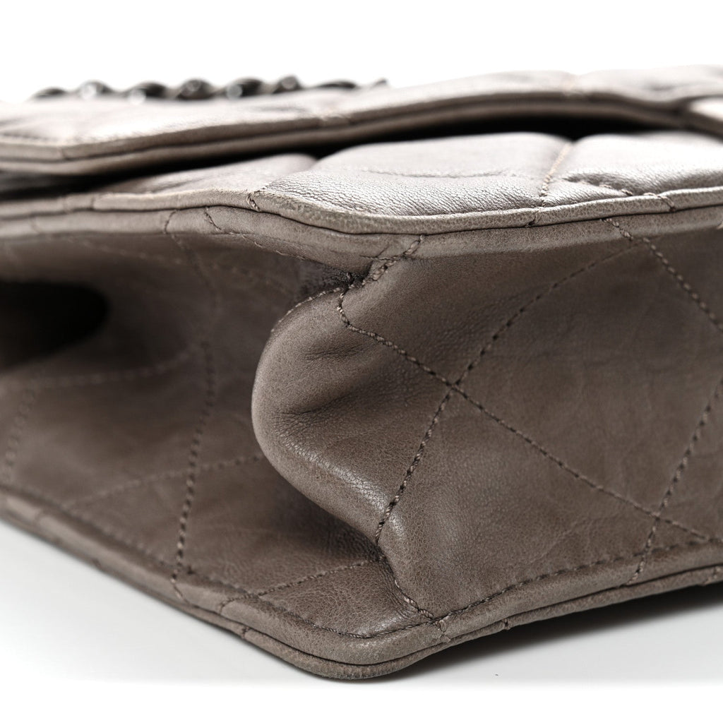 Washed Lambskin Jumbo Take Away Flap Grey