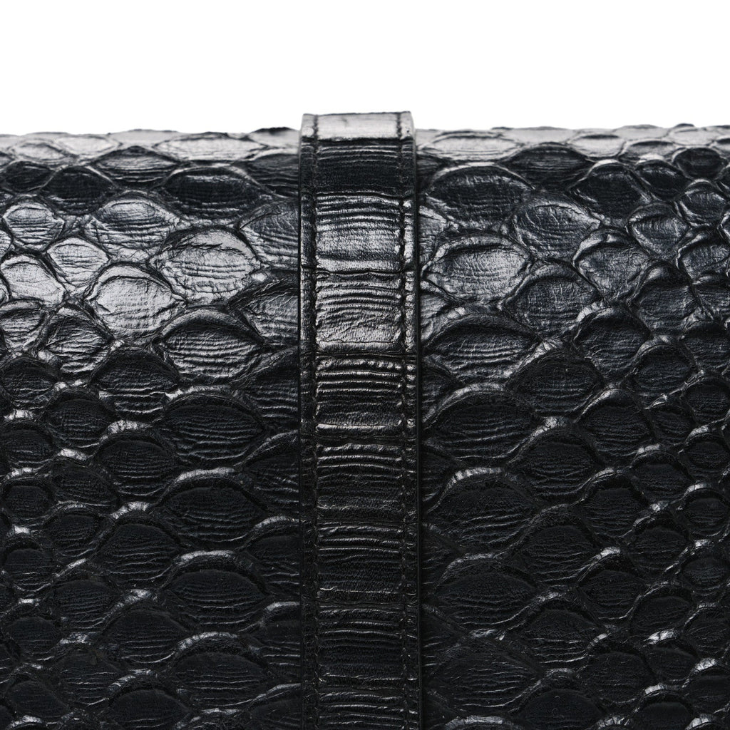 Snake Calfskin Embossed Monogram Large College Satchel Black