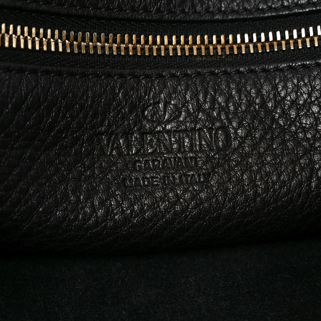 Pebbled Calfskin Large Rockstud Flip-Lock Messenger Bag Black