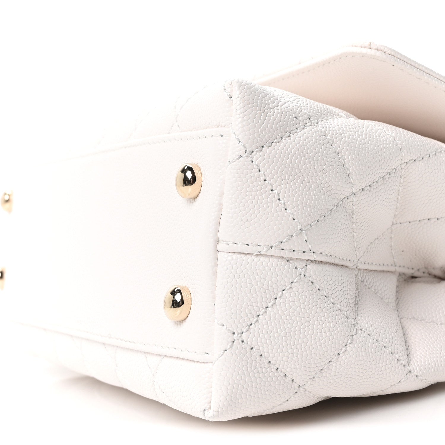 Caviar Quilted Mini Coco Handle Flap White