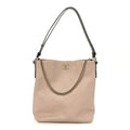 Calfskin Stitched Large Stripe Hobo Beige Black