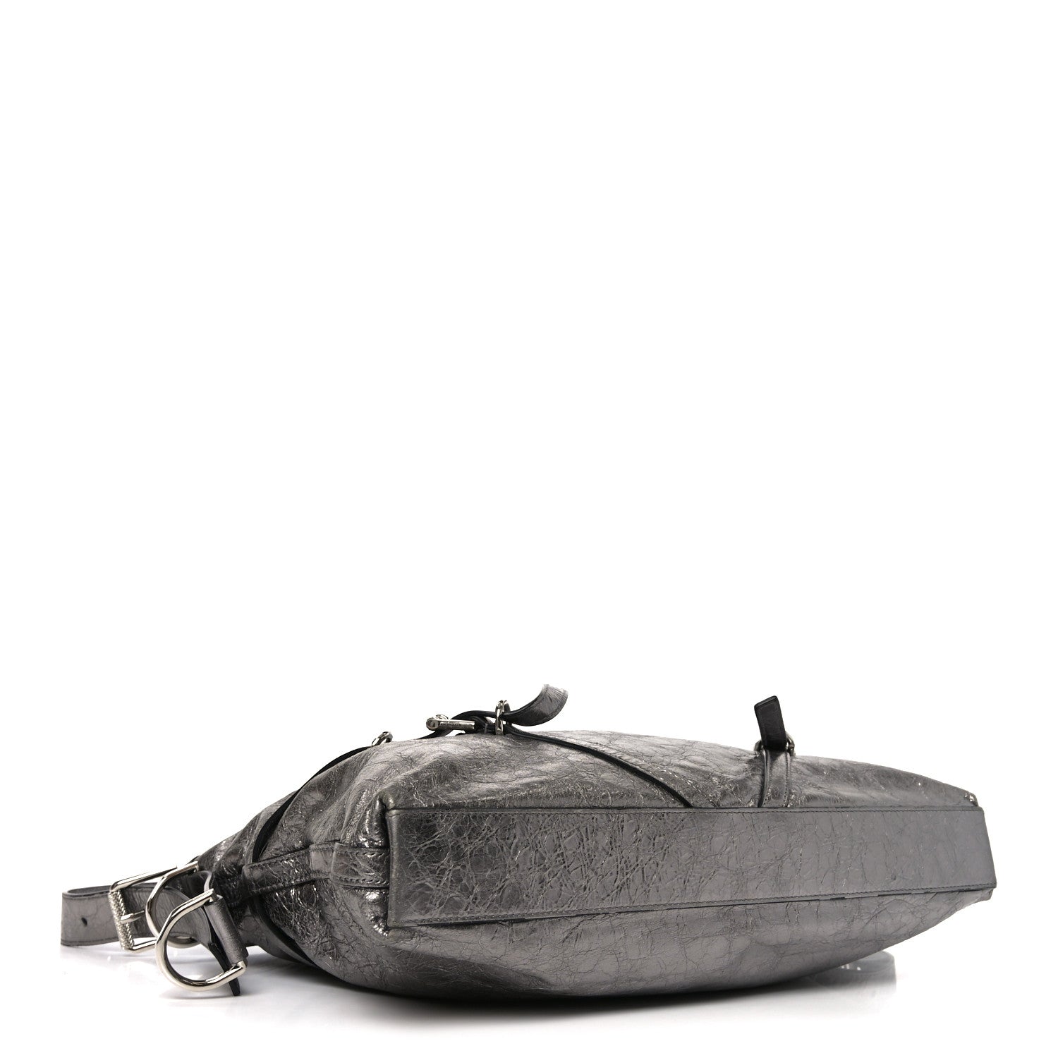 Metallic Calfskin Medium Voyou Bag Silver