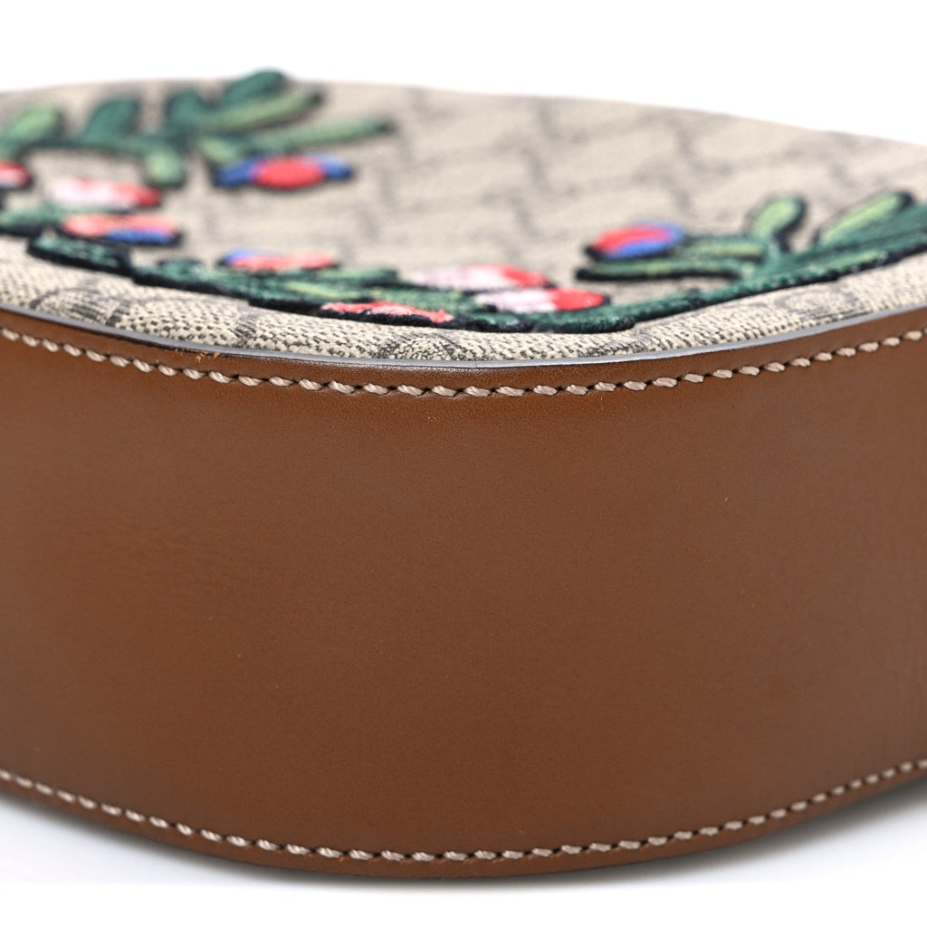 GG Supreme Monogram Floral Embroidered Mini Chain Shoulder Bag Beige Ebony Tuscany