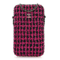 Tweed Chain Around Phone Holder Pink