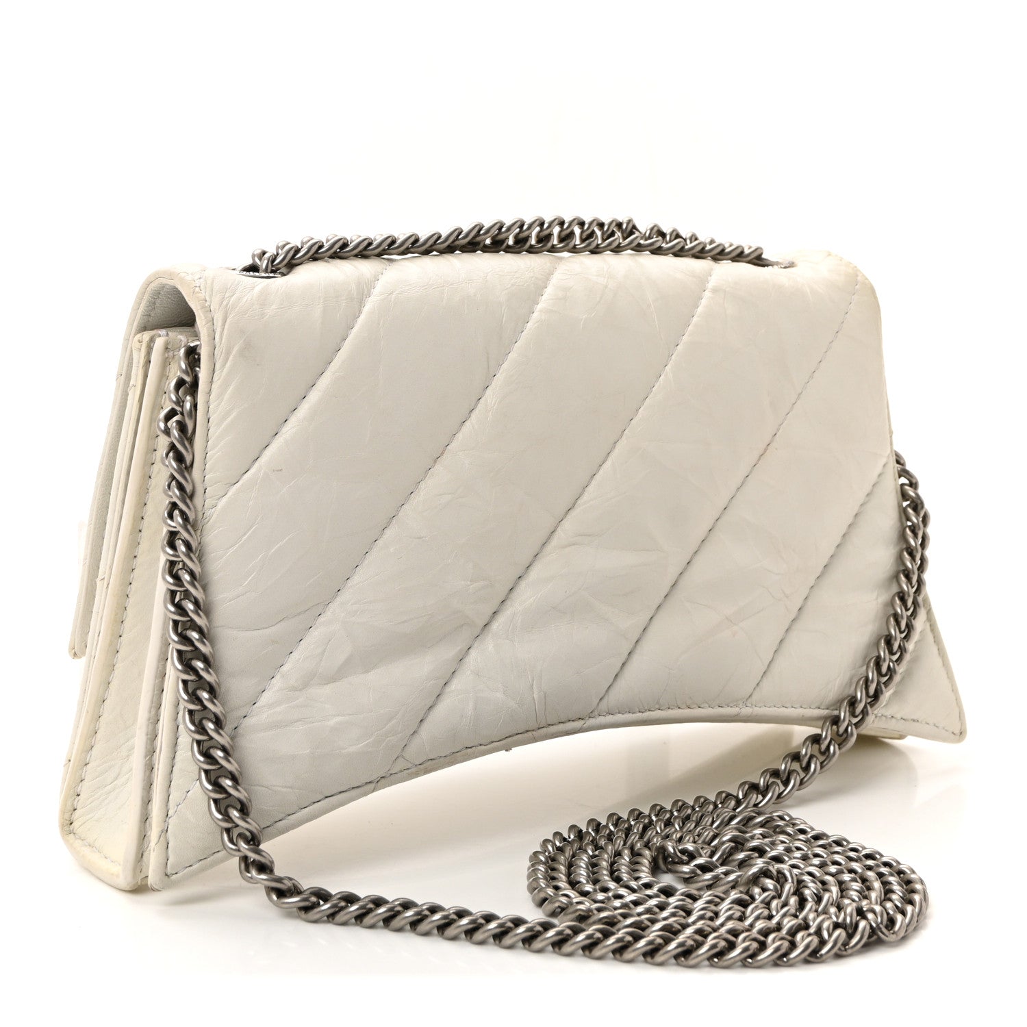 Crushed Calfskin Quilted XS Crush Chain Bag  Optic White