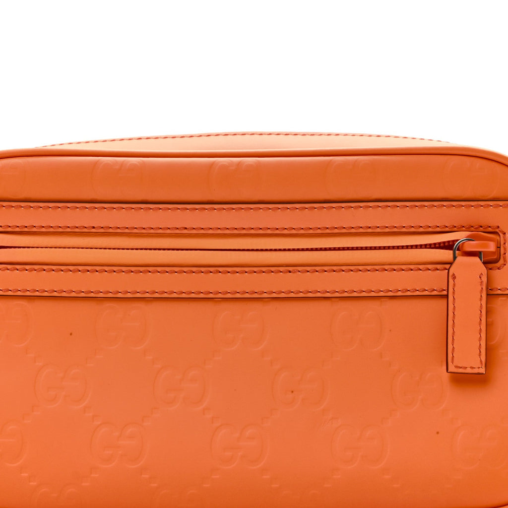 Rubber Effect Monogram GG Belt Bag New Orange Fluo