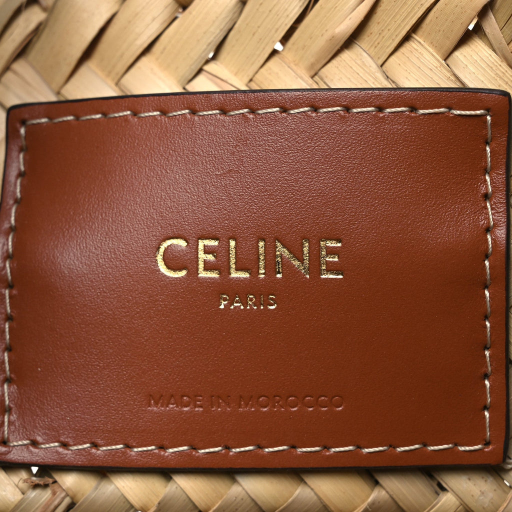Raffia Calfskin Triomphe Medium Panier Tan