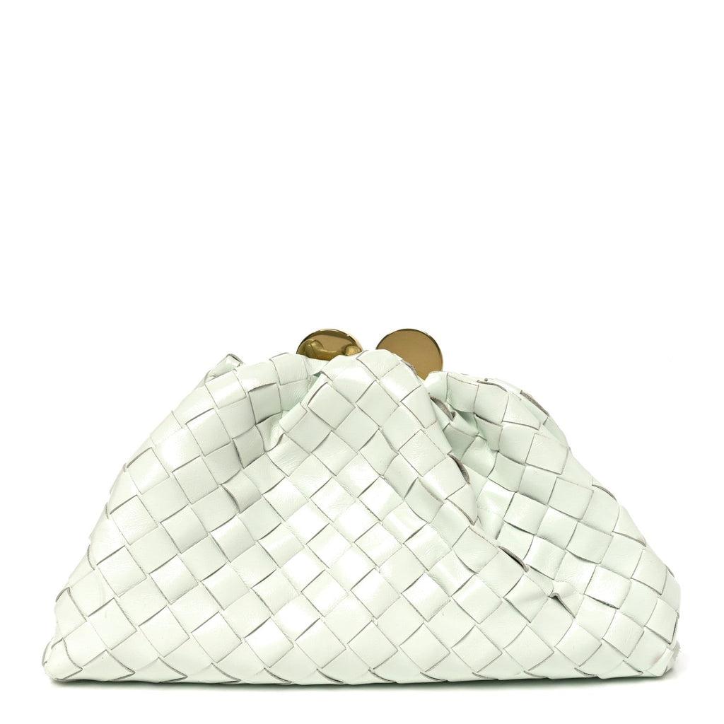 Patent Calfskin Intrecciato Teen Pouch Glacier