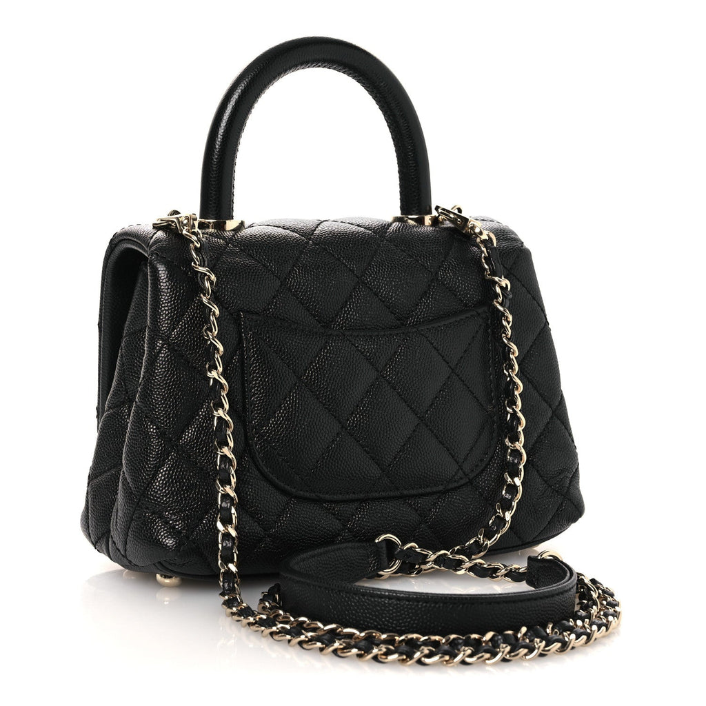 Caviar Quilted Extra Mini Coco Handle Flap Black