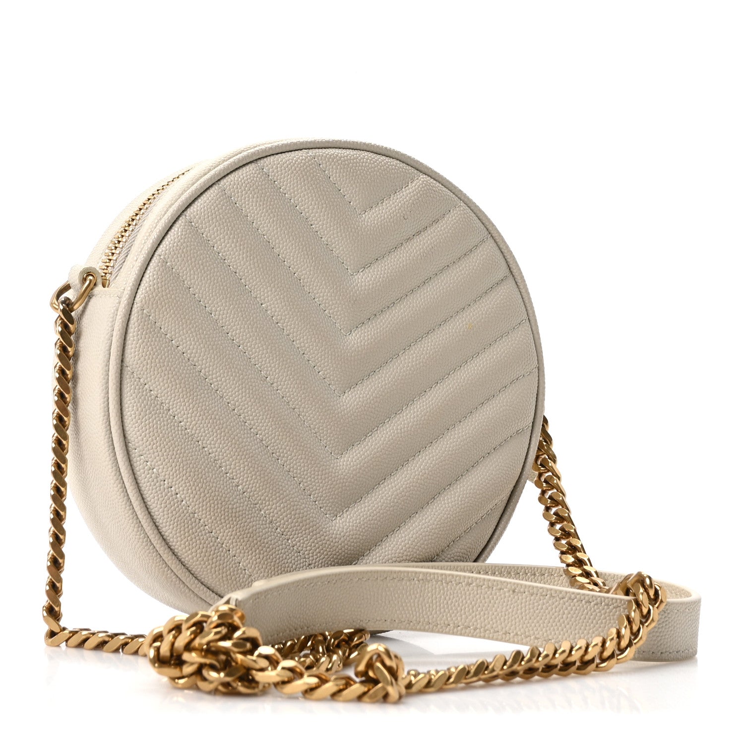 Grain De Poudre Matelasse Chevron Quilted Round Vinyle Camera Bag Crema Soft
