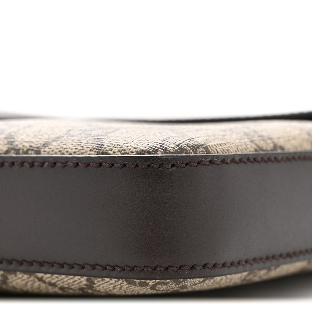 GG Supreme Monogram Selleria Calfskin Small Satchel Messenger Bag Beige Ebony Cocoa Dark Chocolate