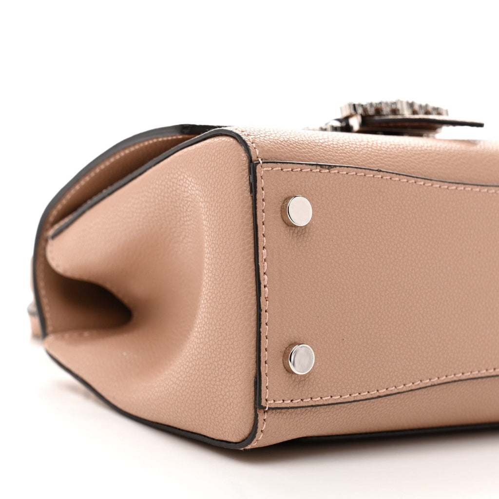 Calfskin Crystal Small Cheri Top Handle Bag  Powder Pink