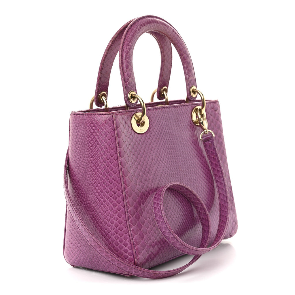 Snakeskin Medium Lady Dior Purple