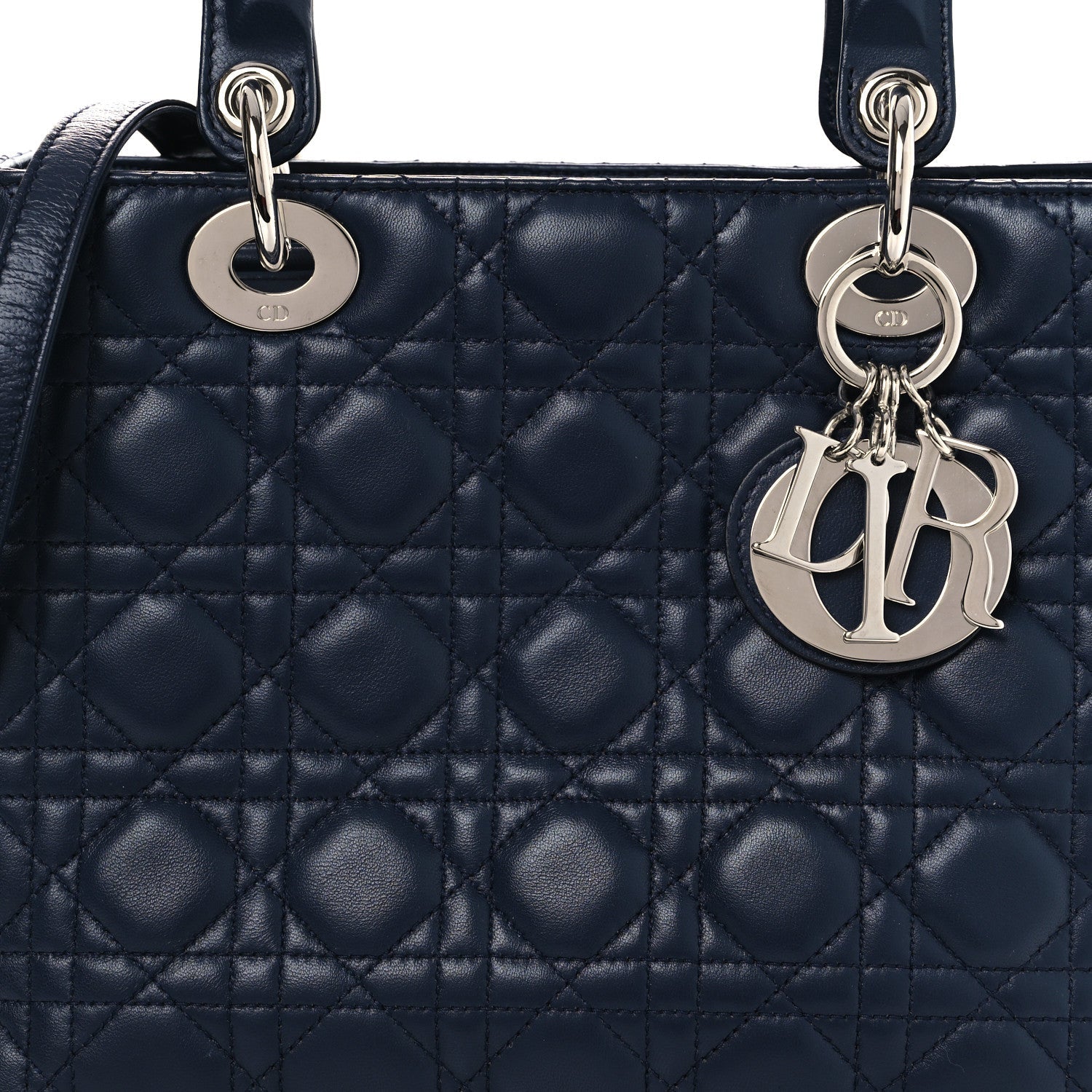 Lambskin Cannage Medium Lady Dior Navy Blue