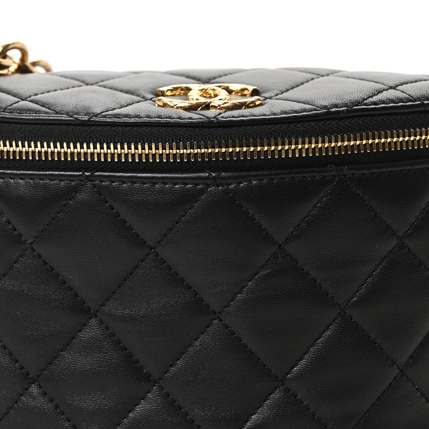 Lambskin Pearl Quilted CC Belt Bag Black