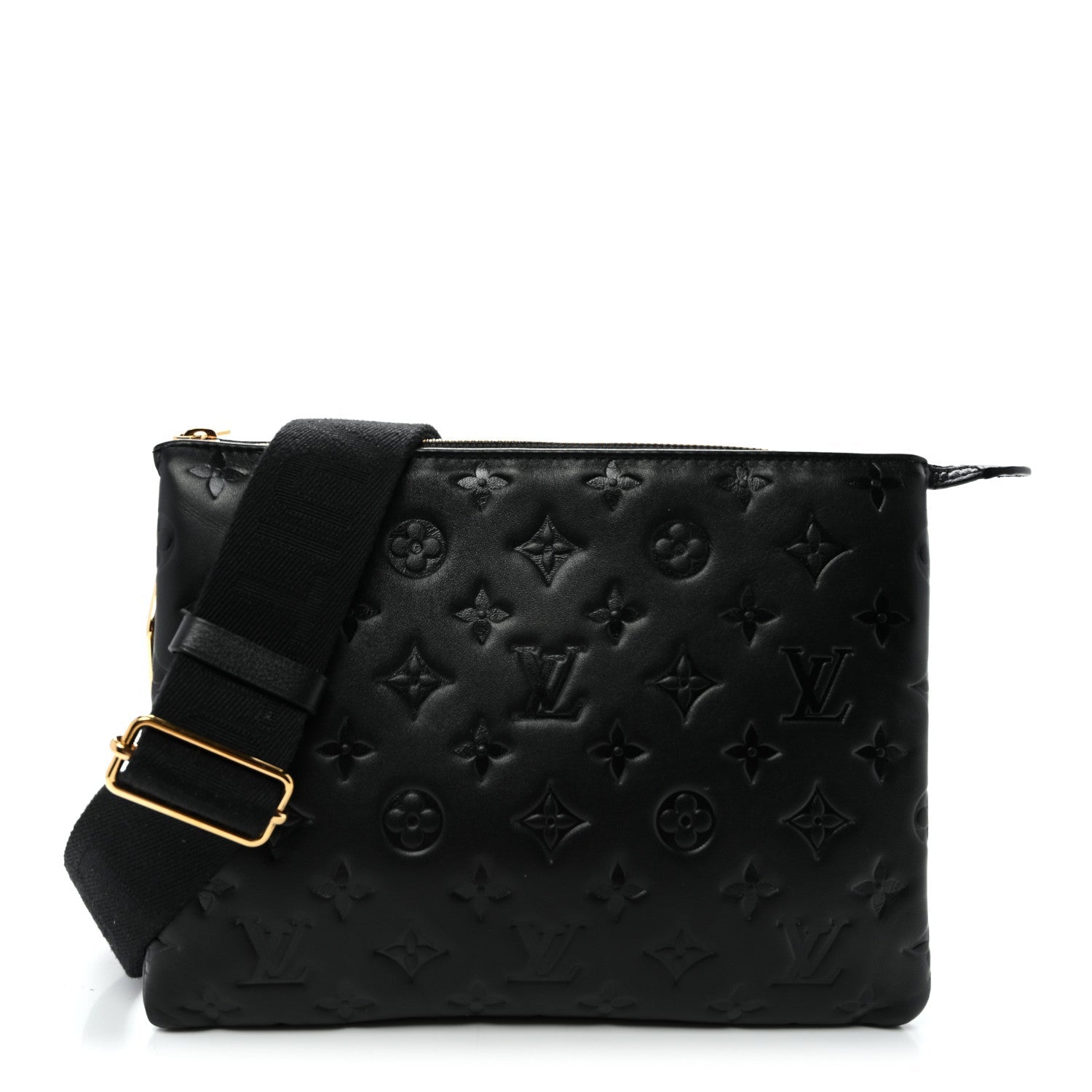 Lambskin Embossed Monogram Coussin PM Black