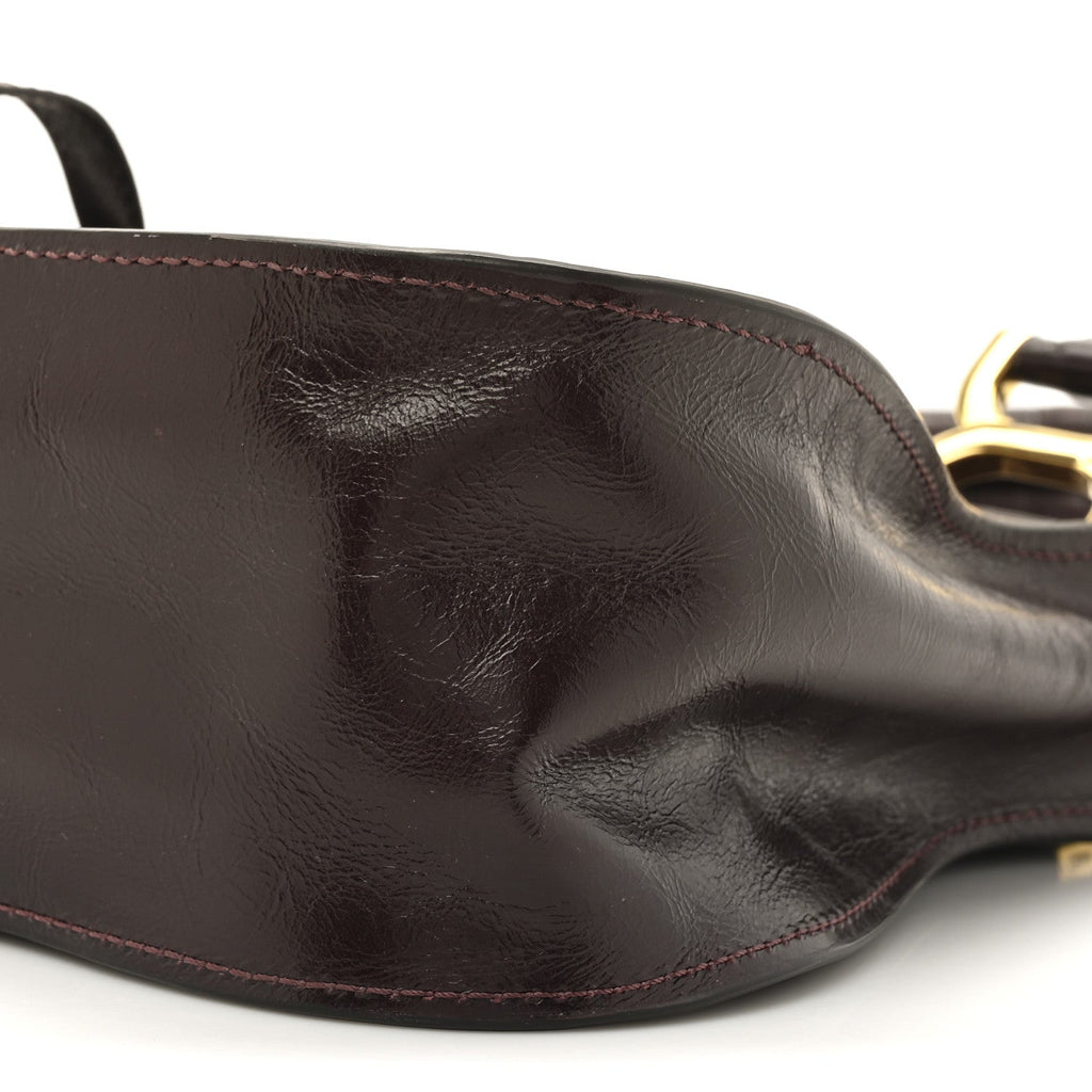 Shiny Calfskin Small Marcie Satchel  Auburn Red