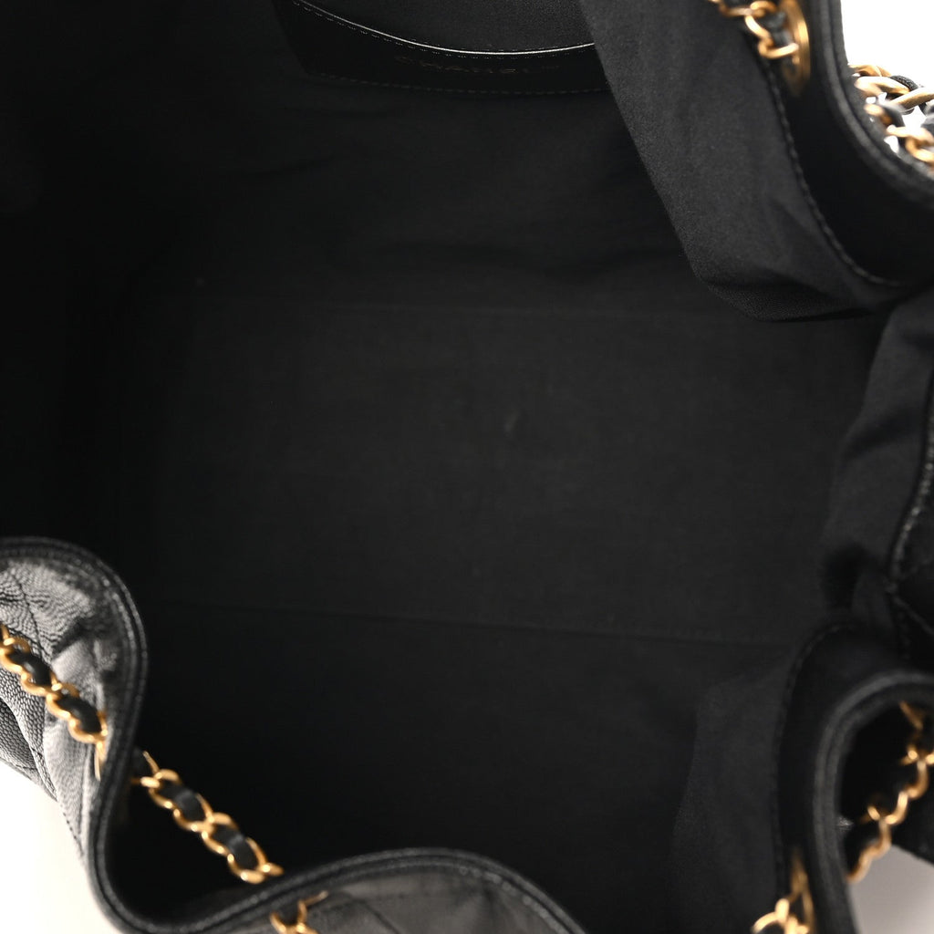 Caviar Quilted Medium Chanel 25 Handbag Black