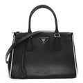 Saffiano Small Galleria Double Zip Tote Black Talco