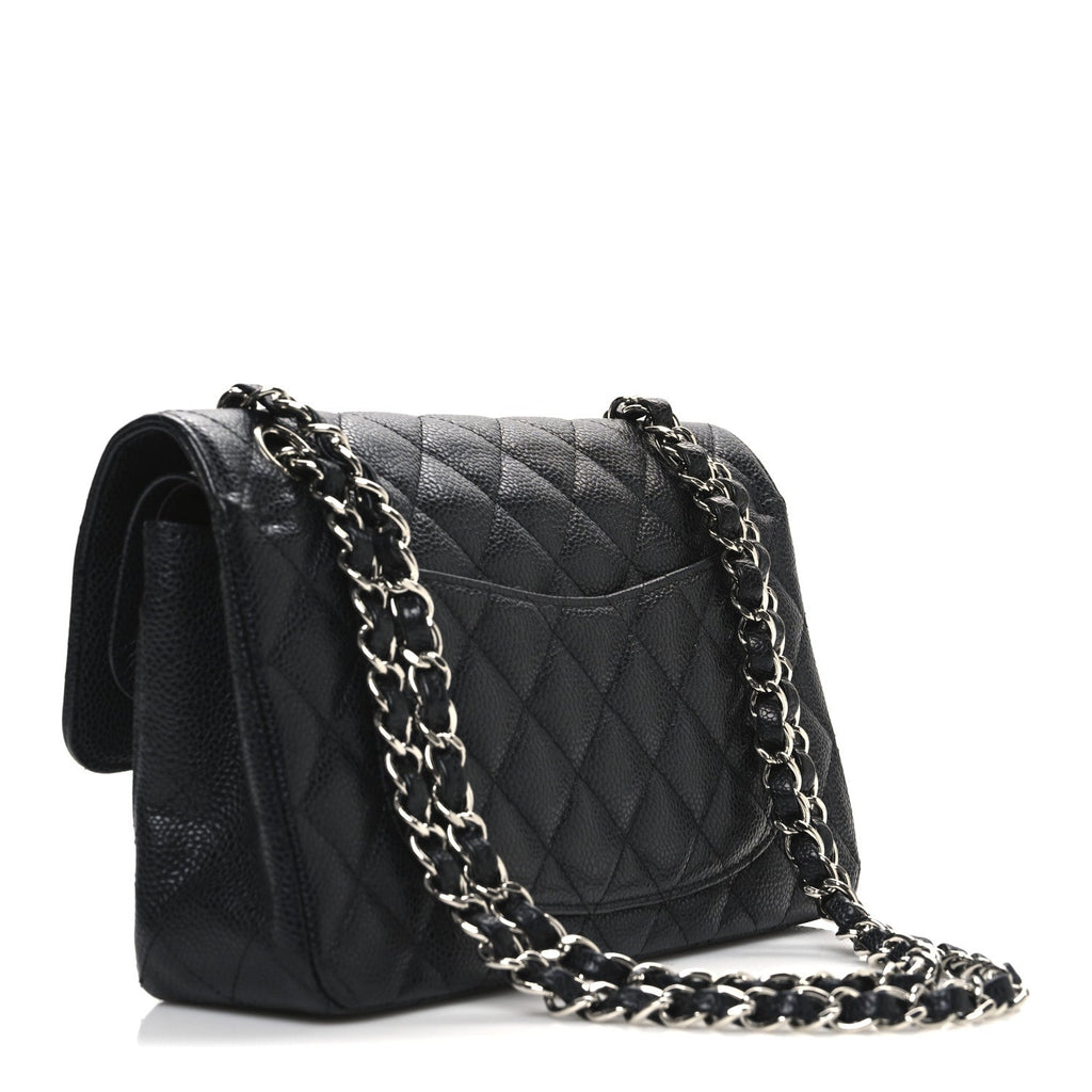 Caviar Quilted Small Double Flap Black