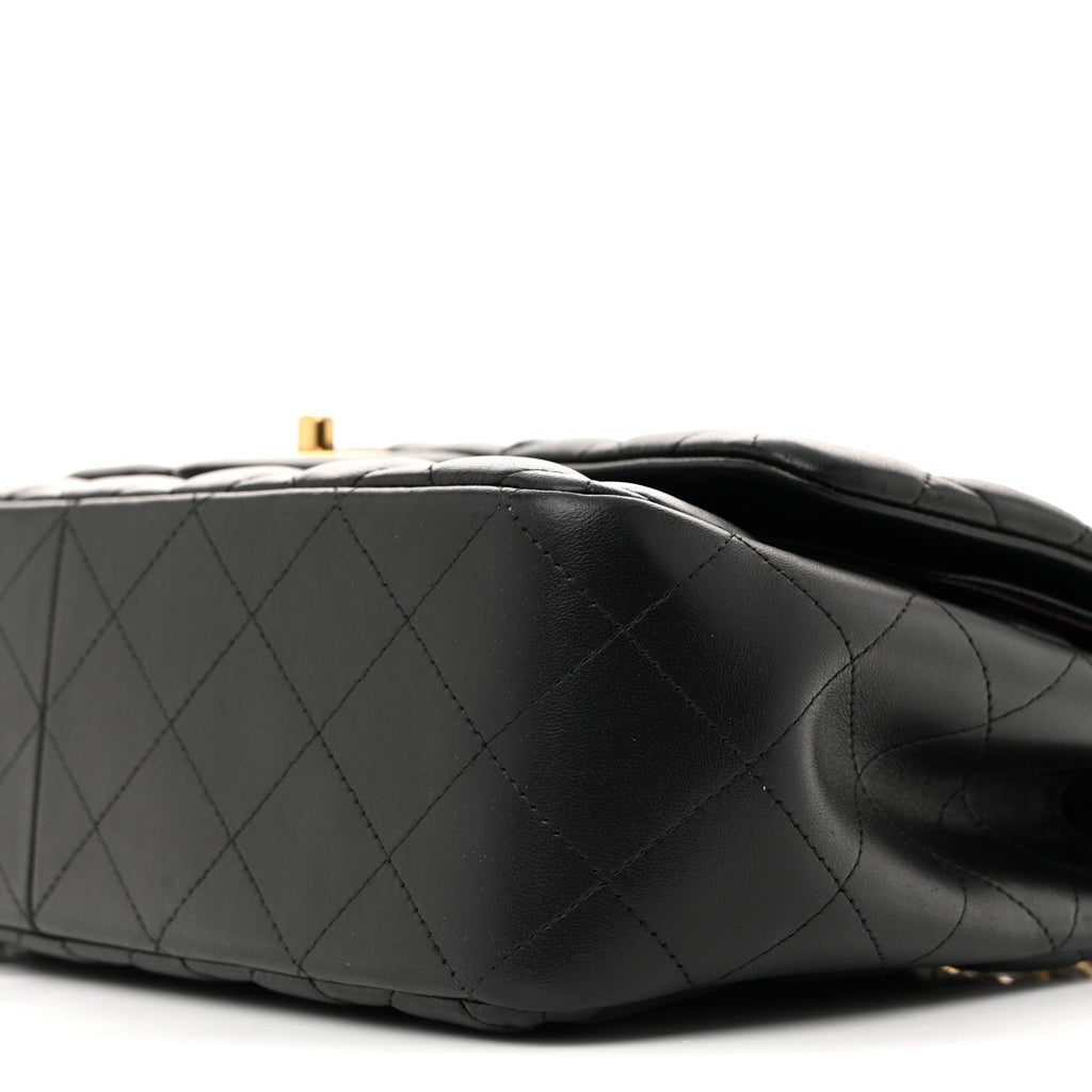 Lambskin Quilted Jumbo Double Flap Black