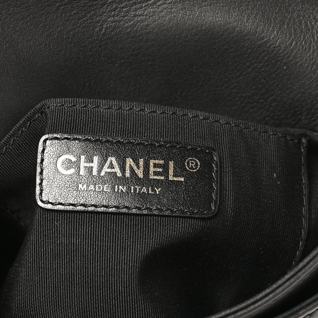 Calfskin Quilted Top Handle Flap Black