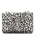 Calfskin Leopard Small Monogram Kate Satchel White Black