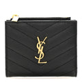 Grain De Poudre Matelasse Chevron Monogram Zipped Two-Part Wallet Black