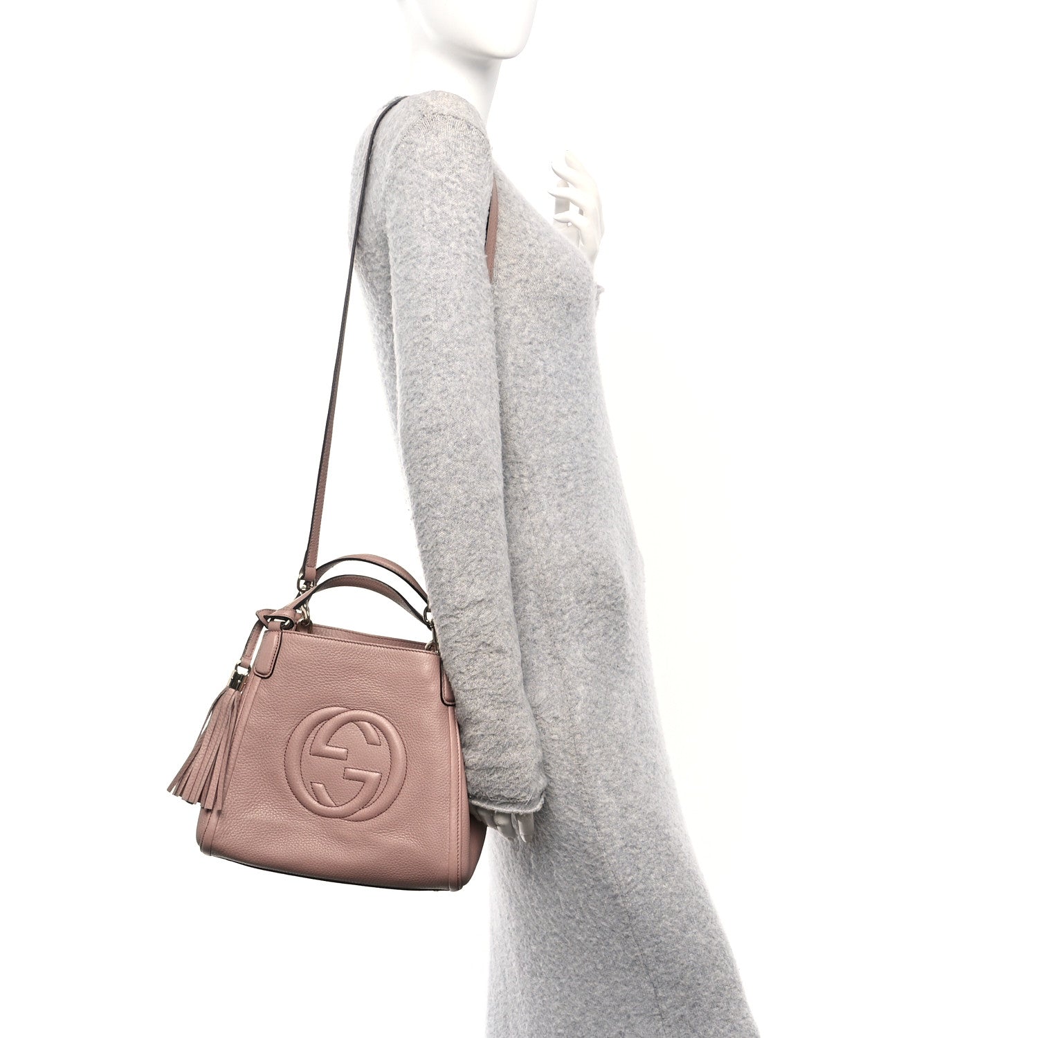 Pebbled Calfskin Small Soho Shoulder Bag Light Pink