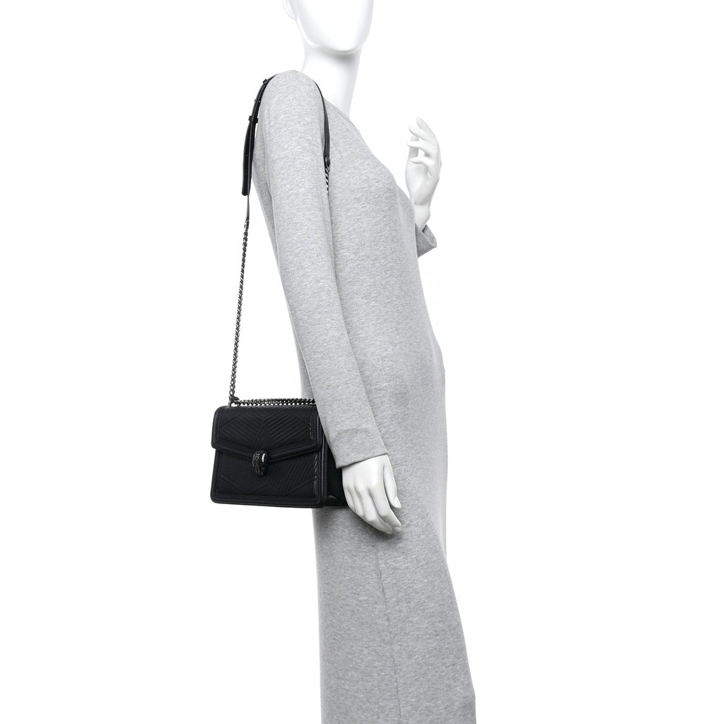 Quilted Nappa Smooth Calfskin Serpenti Forever Diamond Blast Shoulder Bag Black