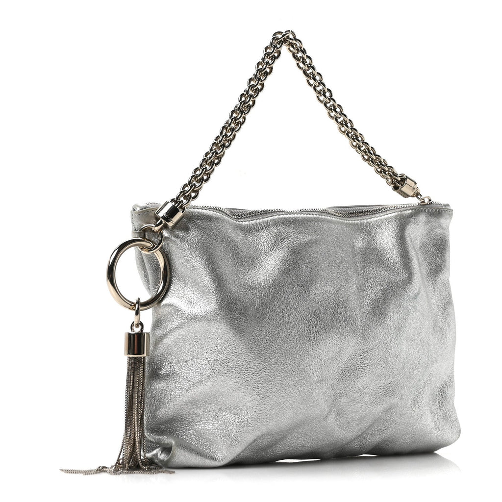 Metallic Goatskin Callie Mea Tassel Silver