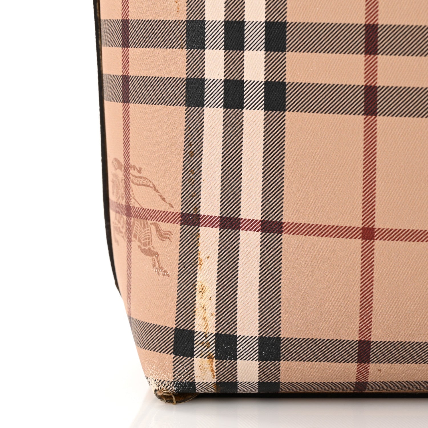 Grainy Calfskin Haymarket Check Small Reversible Tote Mid Camel