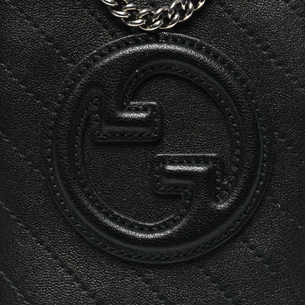 Sakai Be Green Calfskin Diagonal Stitched Mini Blondie Vertical Shoulder Bag Black