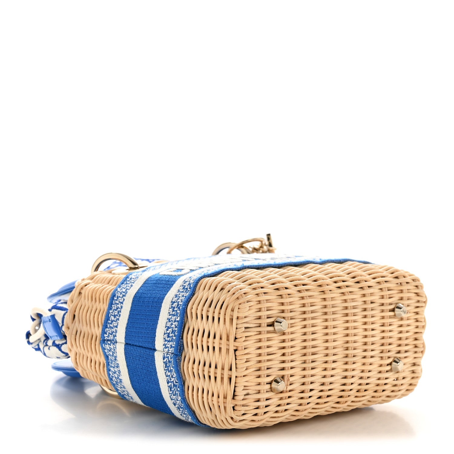 Wicker Oblique Mini Lady Dior Bag Florescent Blue
