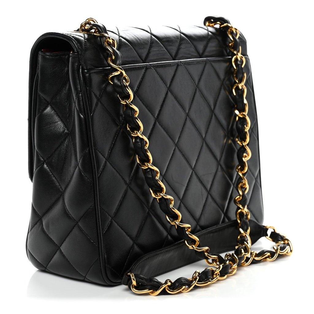 Lambskin Quilted Medium Single Flap Black