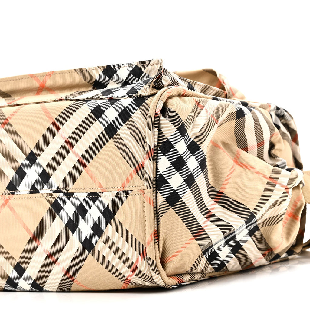 Nova Check Tote Diaper Bag Sand Beige