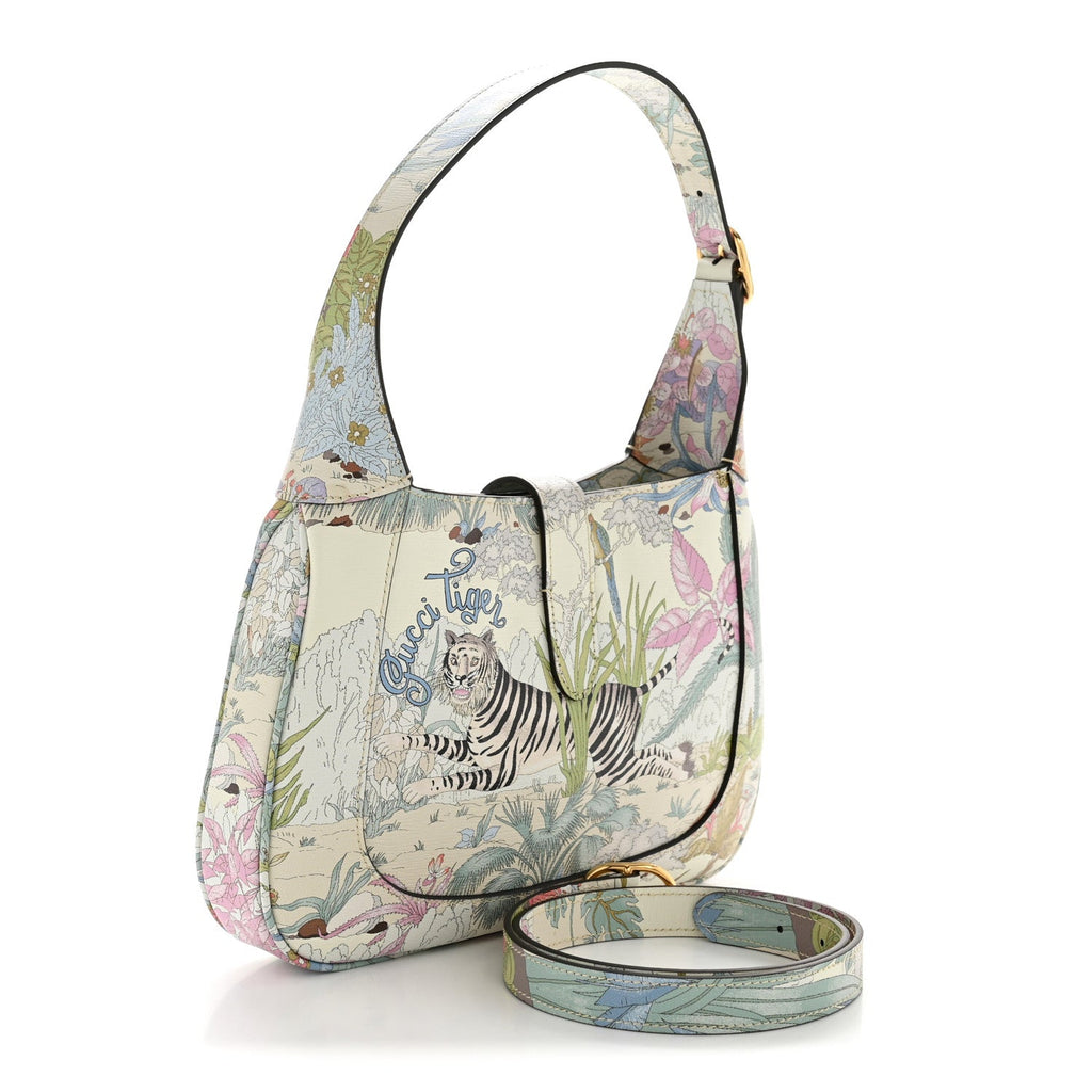 New Shangai Calfskin Tiger Savanah Small Jackie 1961 Hobo Chalky White Multicolor