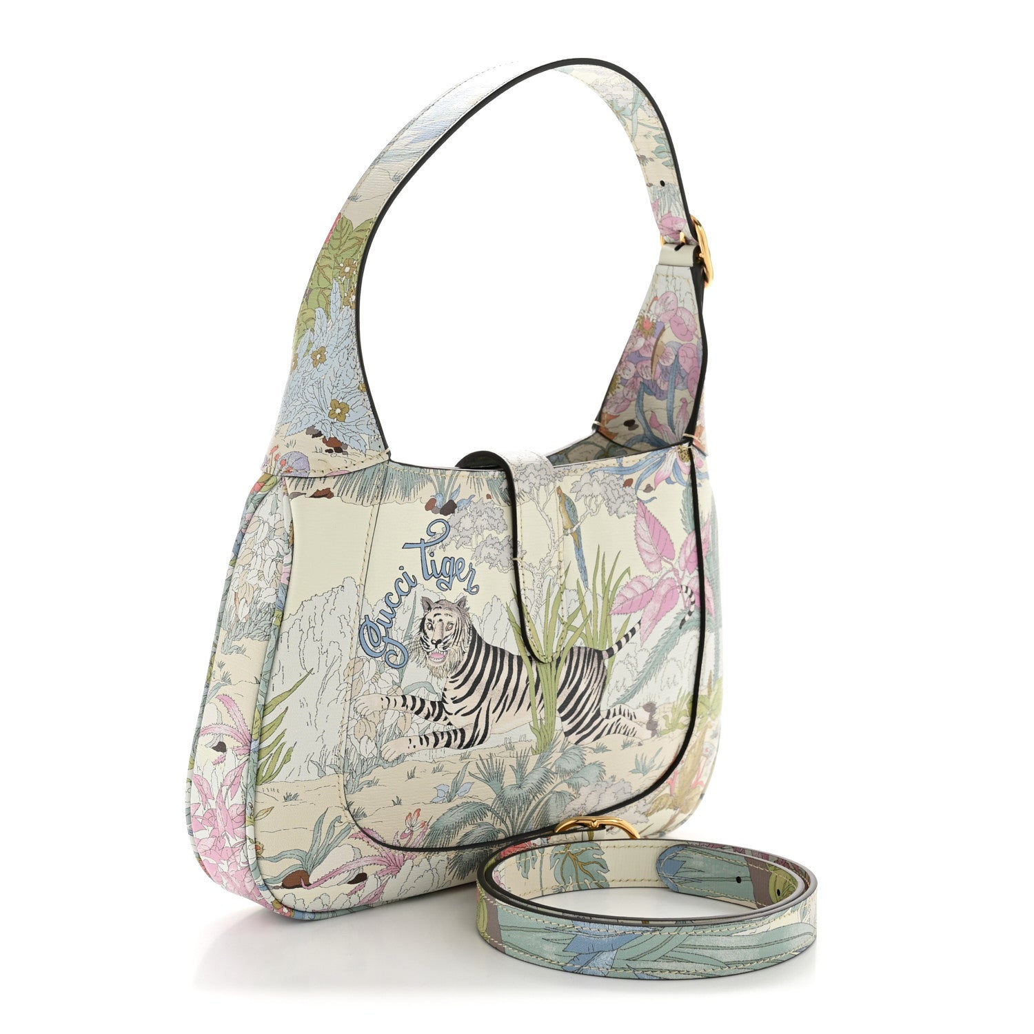 New Shangai Calfskin Tiger Savanah Small Jackie 1961 Hobo Chalky White Multicolor