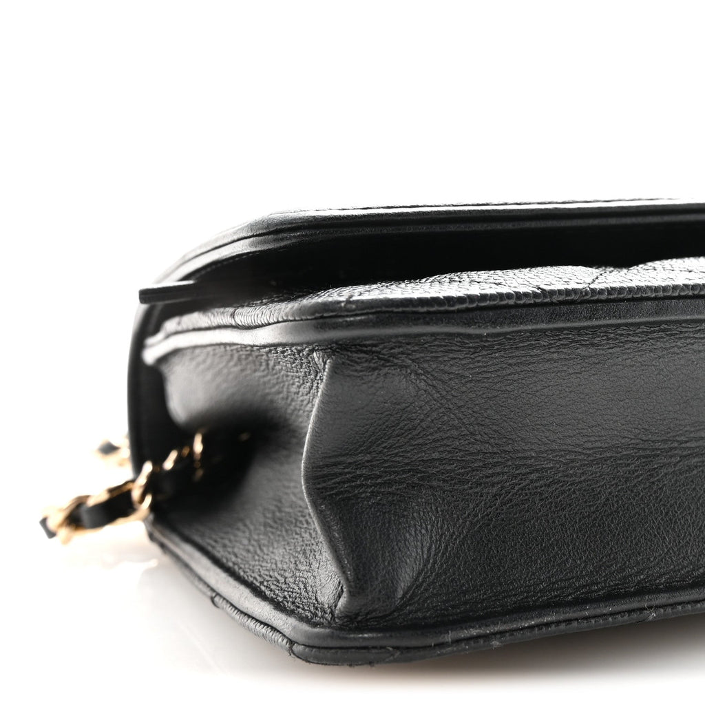 Caviar Quilted CC Filigree Wallet On Chain WOC Black