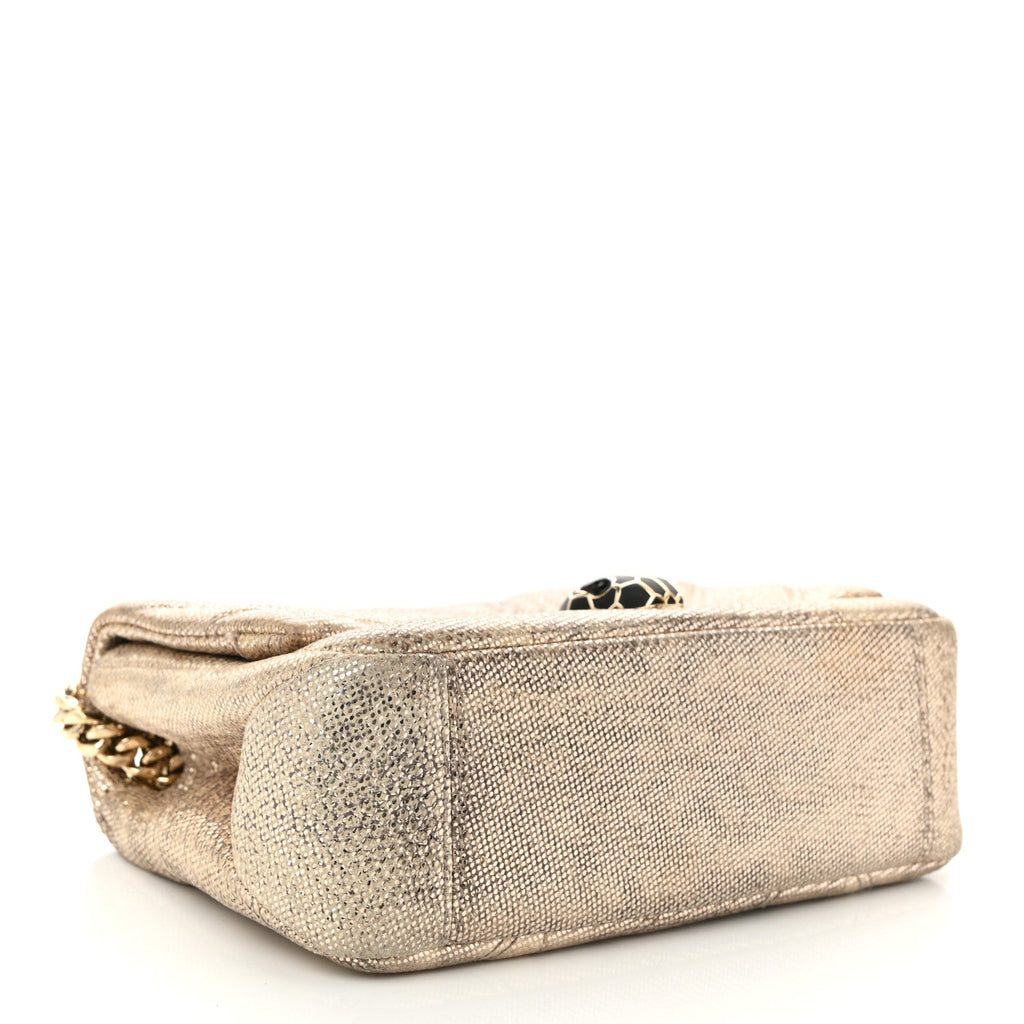 Metallic Karung Matelasse Mini Serpenti Cabochon Crossbody Gold