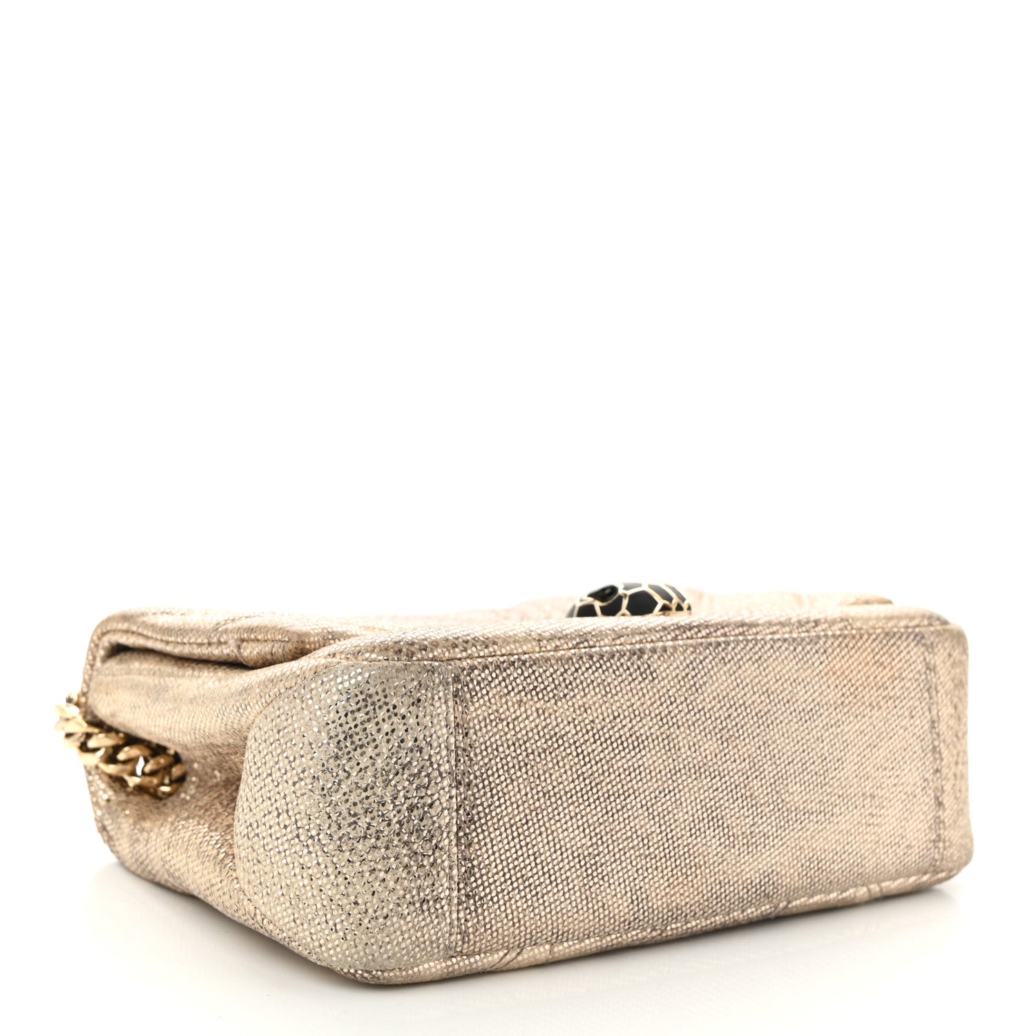 Metallic Karung Matelasse Mini Serpenti Cabochon Crossbody Gold