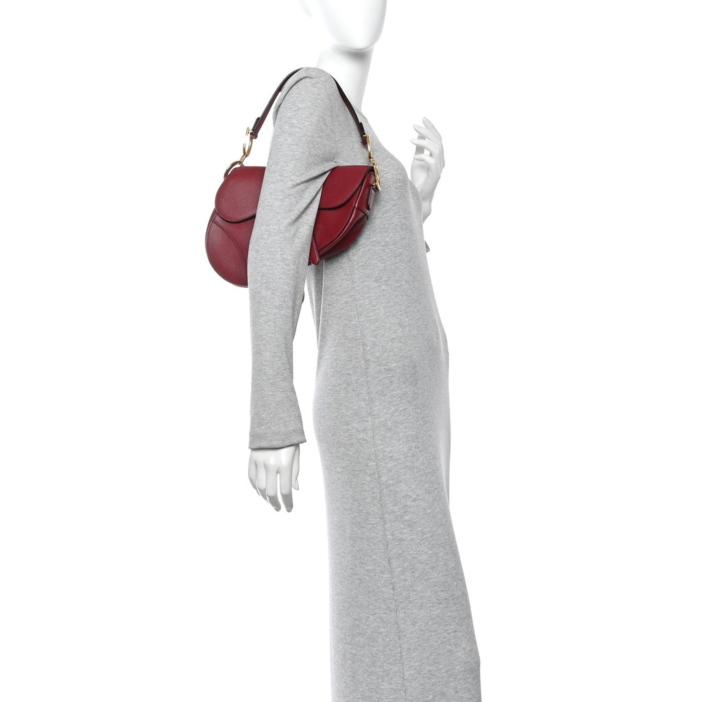 Grained Calfskin Saddle Bag Red