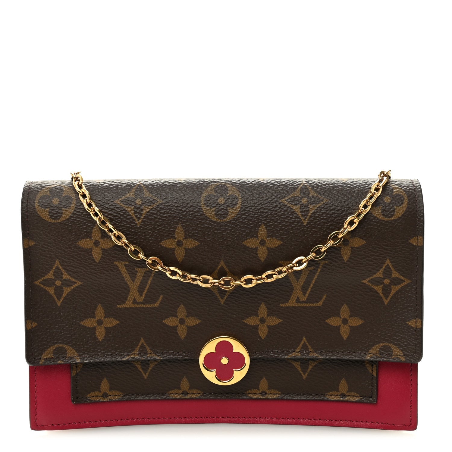 Monogram Flore Chain Wallet Fuchsia
