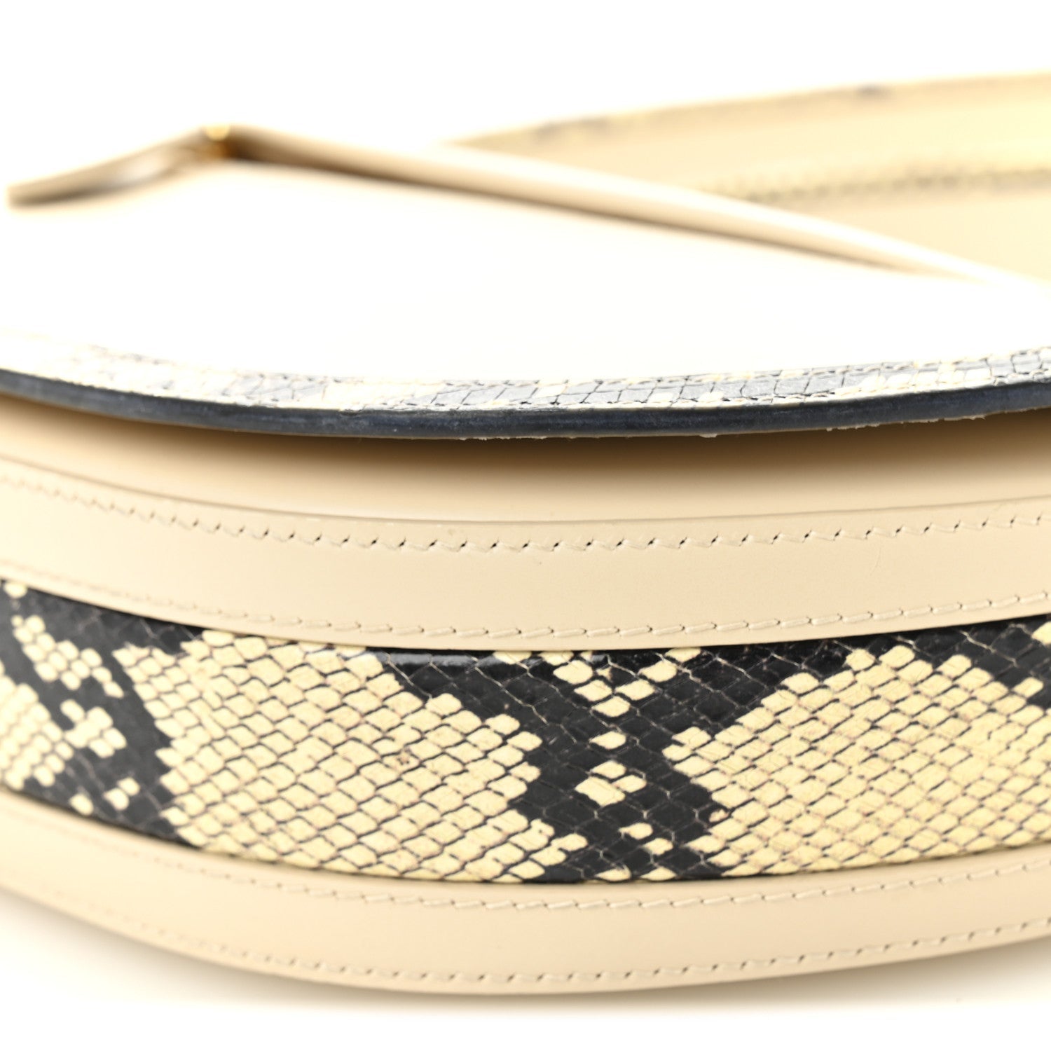 Calfskin Snakeskin Small Olympia Shoulder Bag Pale Biscuit