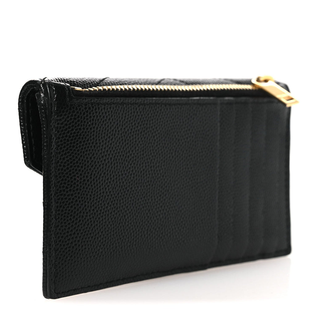 Grain De Poudre Matelasse Chevron Monogram Compact Wallet Black